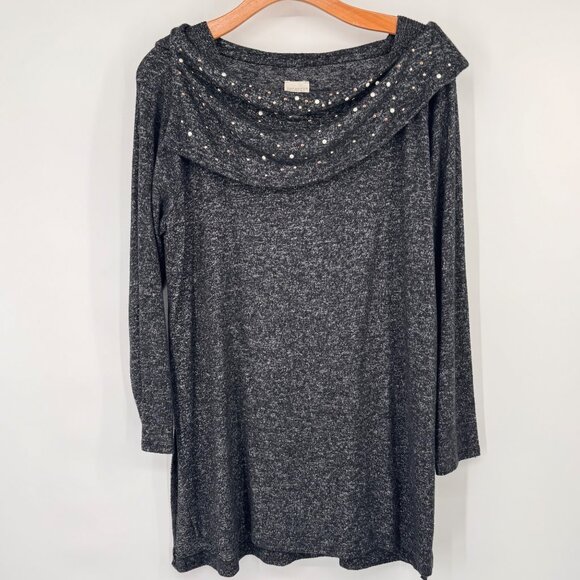 Chicos 2 Zenergy  Gray Cozy Jewel Pullover Tunic top  Size large womens - Picture 6 of 12